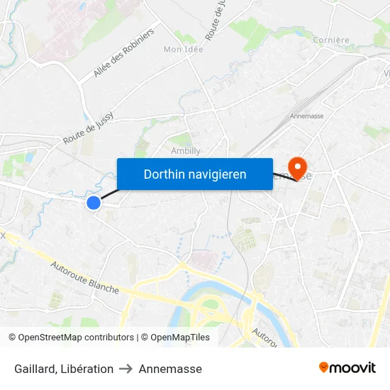 Gaillard, Libération to Annemasse map