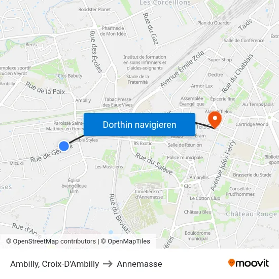 Ambilly, Croix-D'Ambilly to Annemasse map