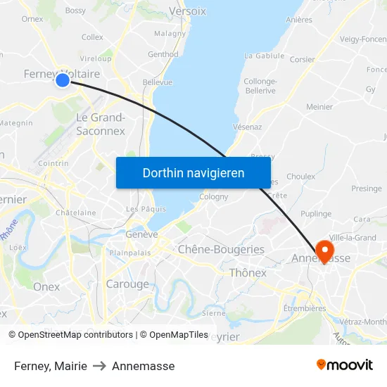 Ferney, Mairie to Annemasse map
