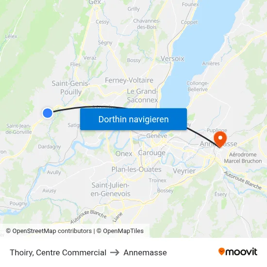 Thoiry, Centre Commercial to Annemasse map