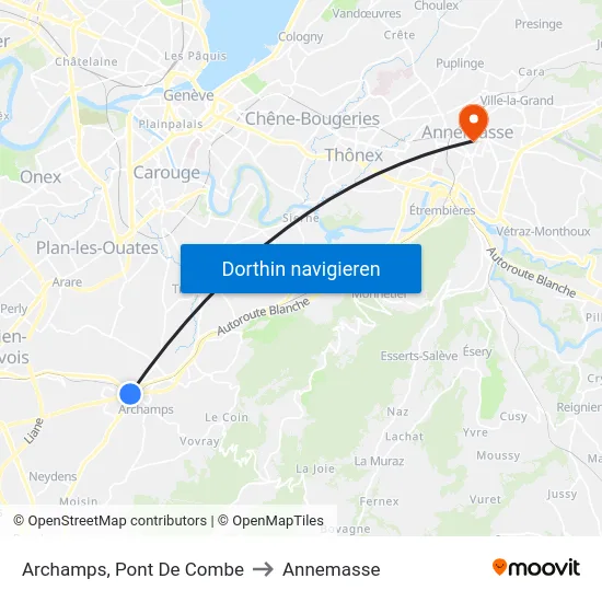 Archamps, Pont De Combe to Annemasse map