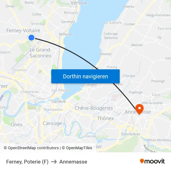 Ferney, Poterie (F) to Annemasse map