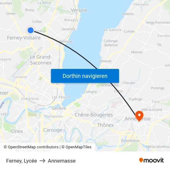 Ferney, Lycée to Annemasse map