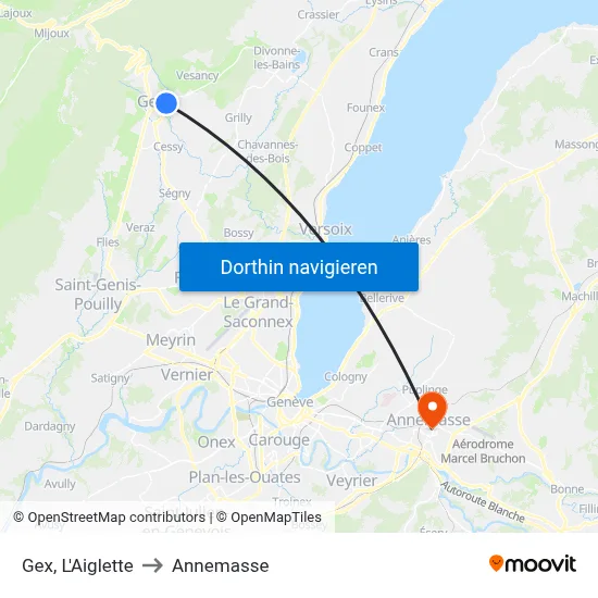 Gex, L'Aiglette to Annemasse map
