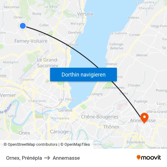 Ornex, Prénépla to Annemasse map