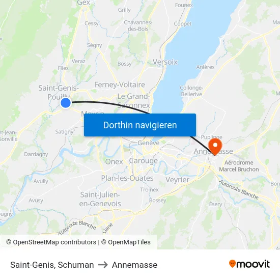 Saint-Genis, Schuman to Annemasse map