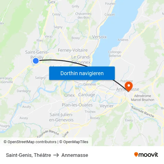 Saint-Genis, Théâtre to Annemasse map