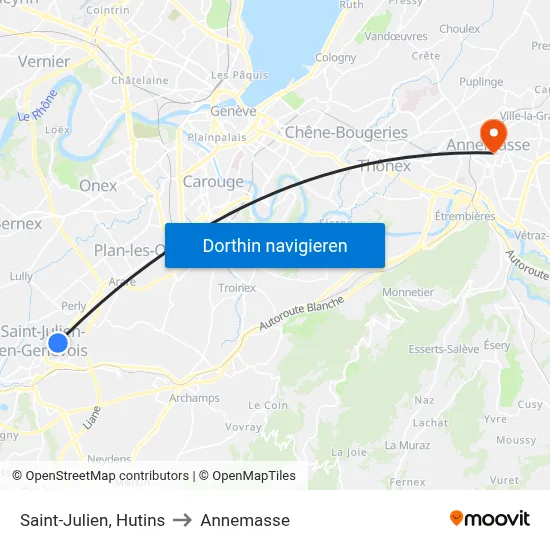 Saint-Julien, Hutins to Annemasse map