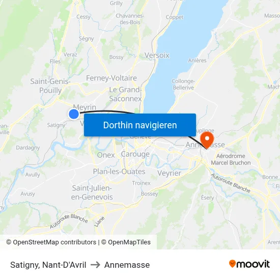 Satigny, Nant-D'Avril to Annemasse map
