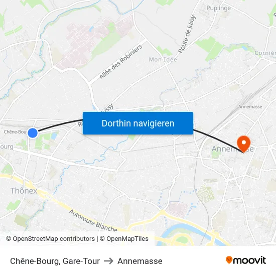 Chêne-Bourg, Gare-Tour to Annemasse map