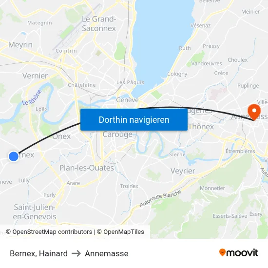 Bernex, Hainard to Annemasse map