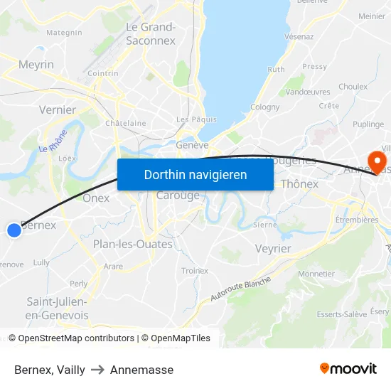 Bernex, Vailly to Annemasse map