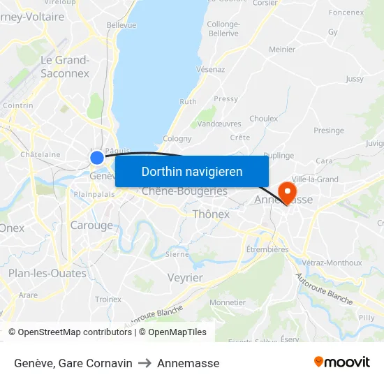 Genève, Gare Cornavin to Annemasse map