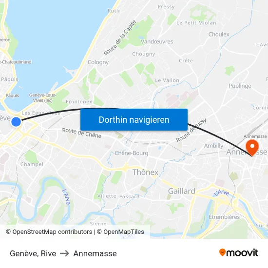Genève, Rive to Annemasse map