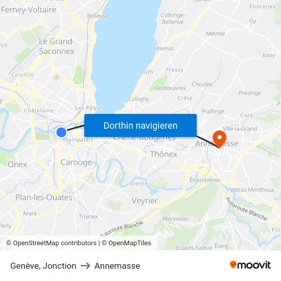 Genève, Jonction to Annemasse map
