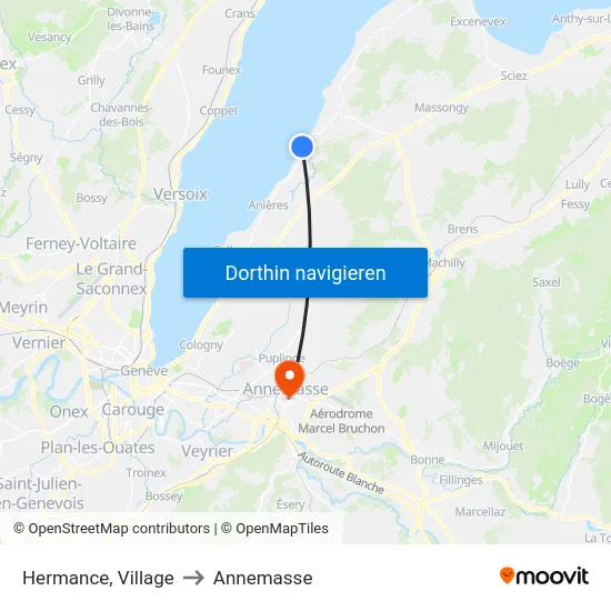Hermance (Lac) to Annemasse map