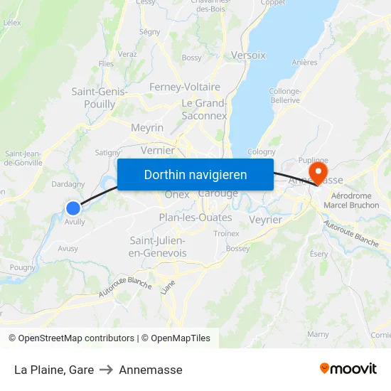 La Plaine, Gare to Annemasse map