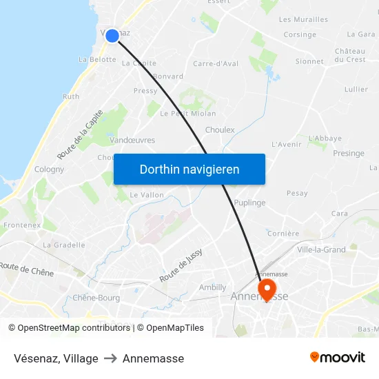Vésenaz, Village to Annemasse map
