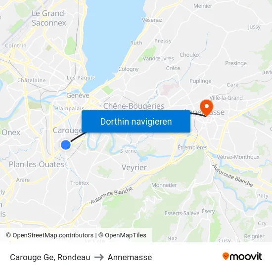 Carouge Ge, Rondeau to Annemasse map