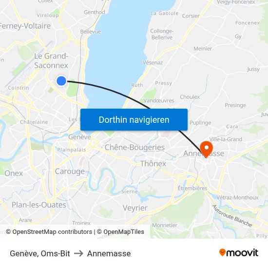 Genève, Oms-Bit to Annemasse map