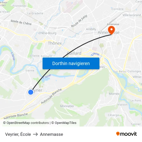 Veyrier, École to Annemasse map