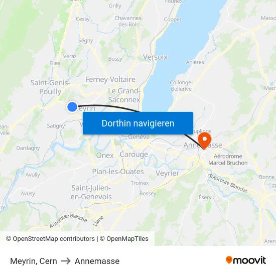 Meyrin, Cern to Annemasse map