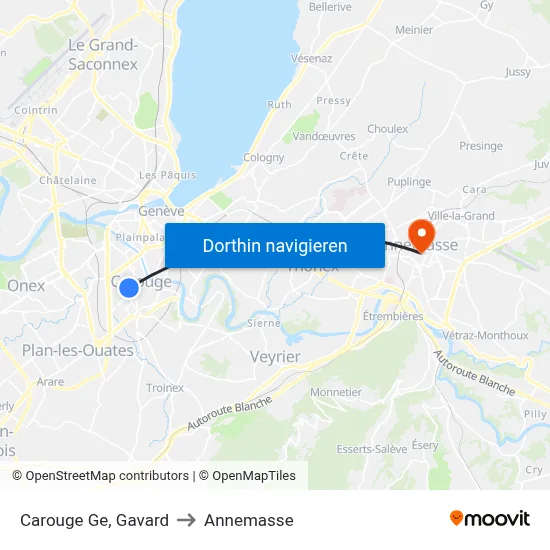 Carouge Ge, Gavard to Annemasse map