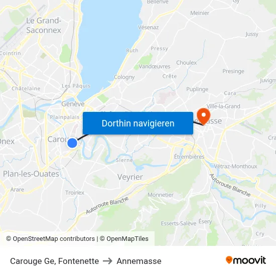 Carouge Ge, Fontenette to Annemasse map
