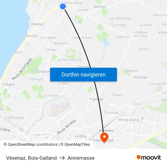 Vésenaz, Bois-Galland to Annemasse map