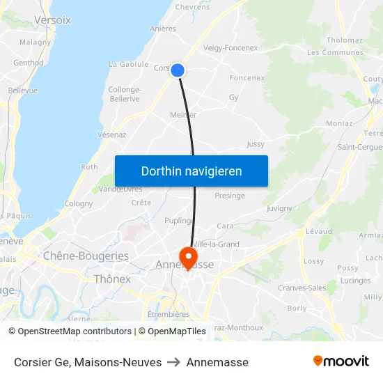 Corsier Ge, Maisons-Neuves to Annemasse map