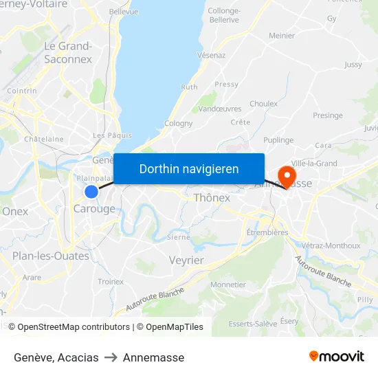 Genève, Acacias to Annemasse map