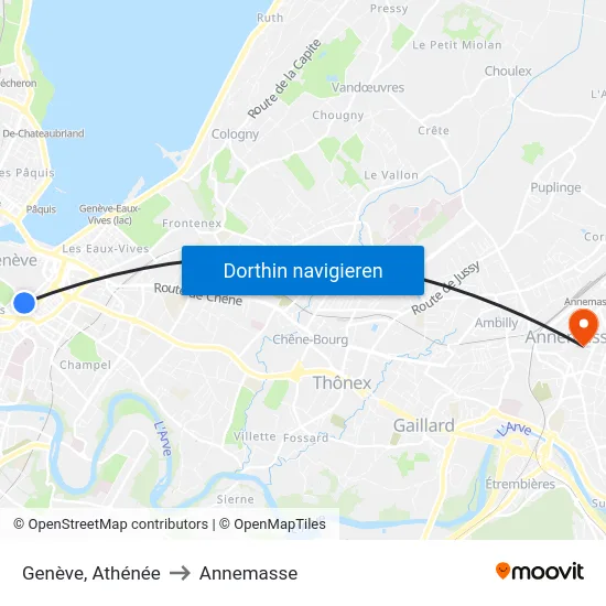 Genève, Athénée to Annemasse map