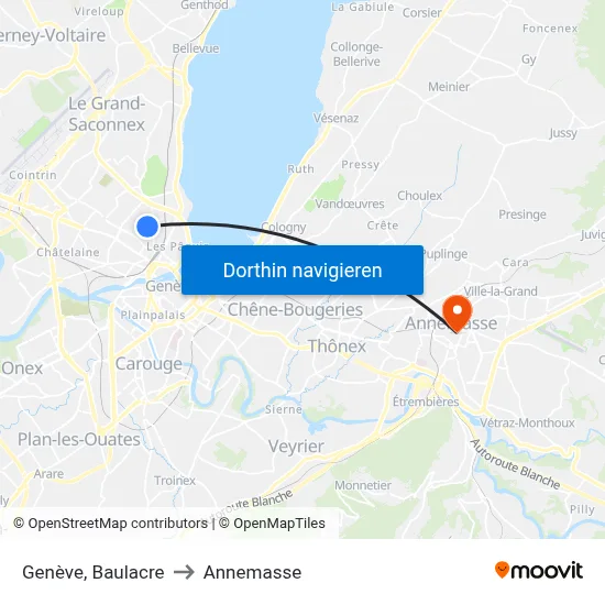 Genève, Baulacre to Annemasse map