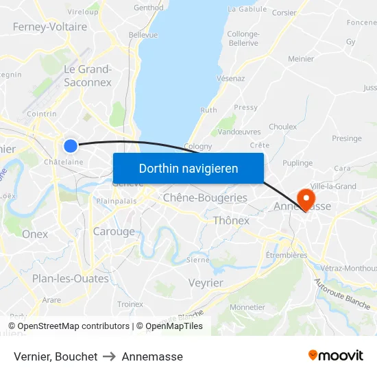 Vernier, Bouchet to Annemasse map