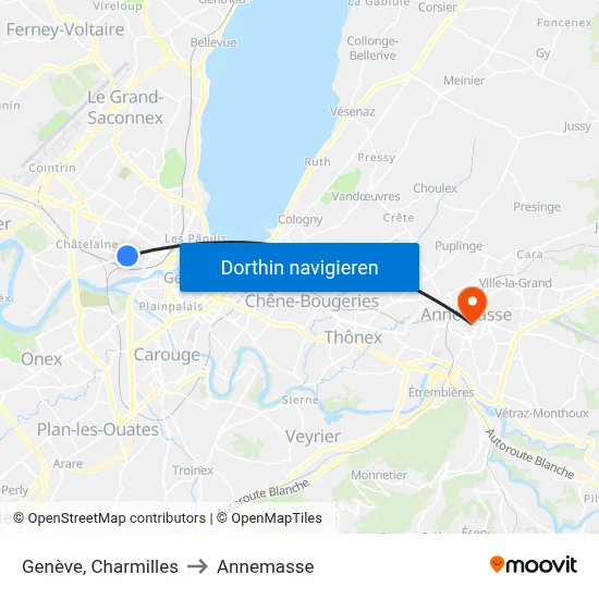 Genève, Charmilles to Annemasse map