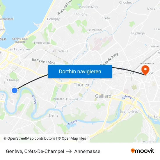 Genève, Crêts-De-Champel to Annemasse map