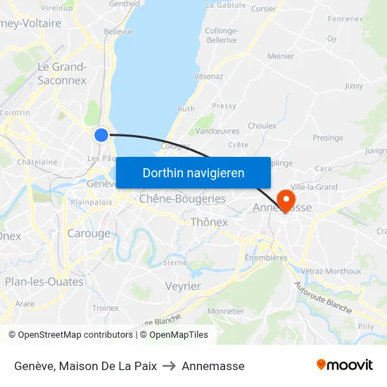 Genève, Maison De La Paix to Annemasse map