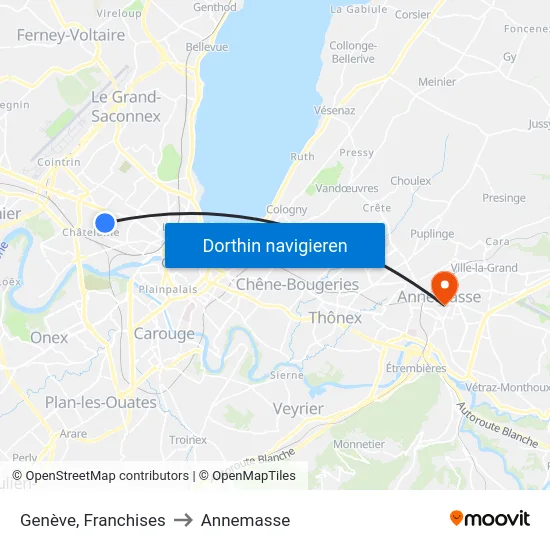 Genève, Franchises to Annemasse map