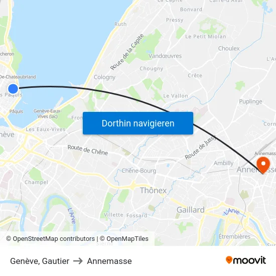 Genève, Gautier to Annemasse map