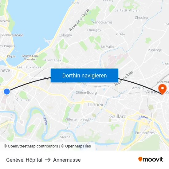 Genève, Hôpital to Annemasse map