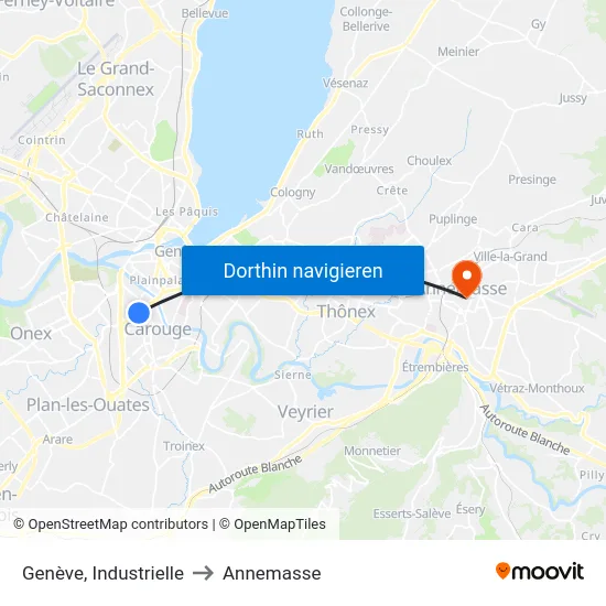 Genève, Industrielle to Annemasse map