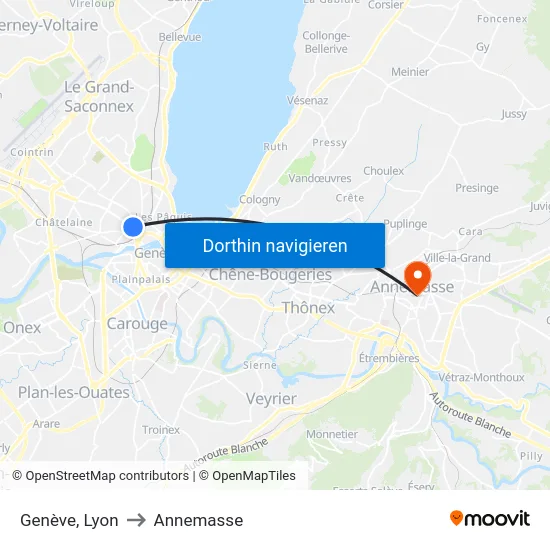 Genève, Lyon to Annemasse map
