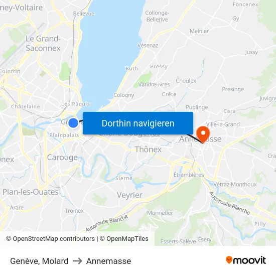 Genève, Molard to Annemasse map