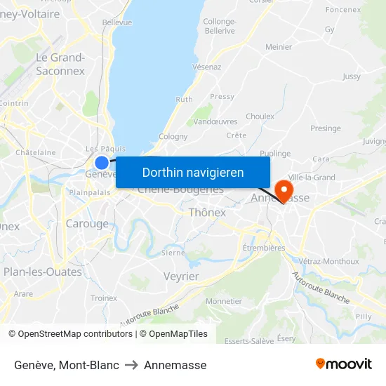 Genève, Mont-Blanc to Annemasse map