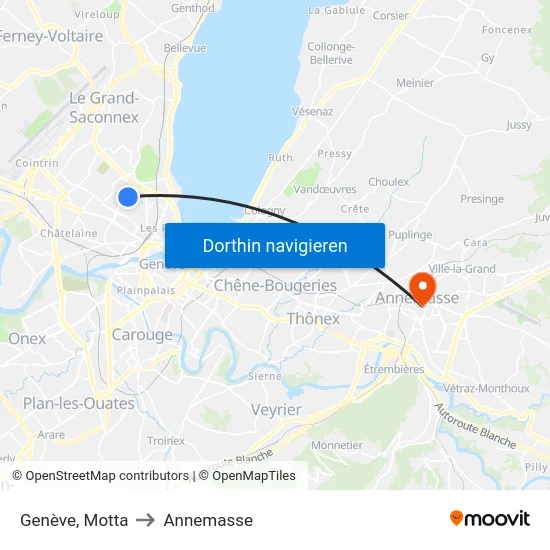 Genève, Motta to Annemasse map