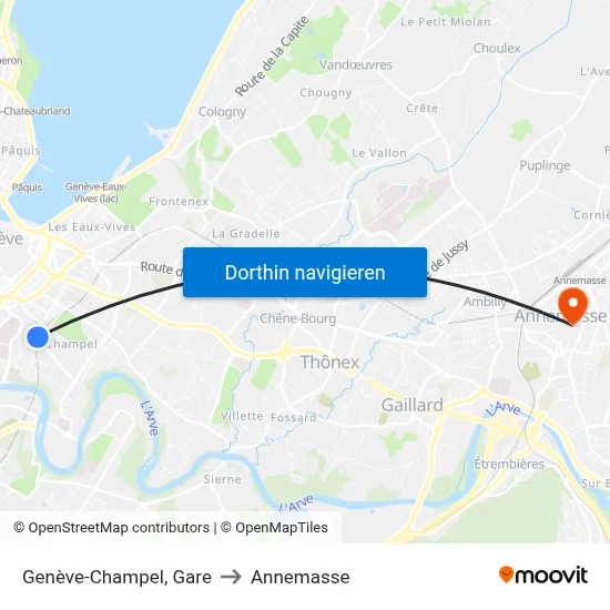 Genève-Champel, Gare to Annemasse map