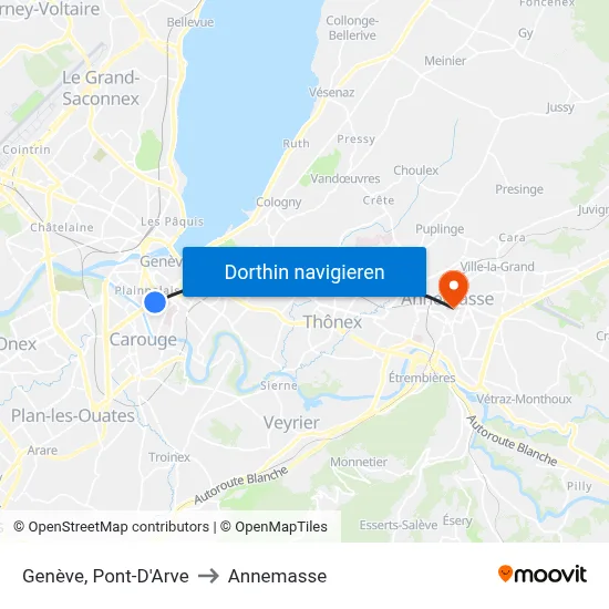 Genève, Pont-D'Arve to Annemasse map