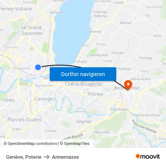 Genève, Poterie to Annemasse map