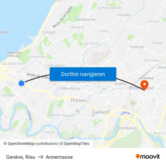 Genève, Rieu to Annemasse map