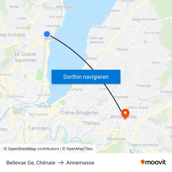 Bellevue Ge, Chênaie to Annemasse map